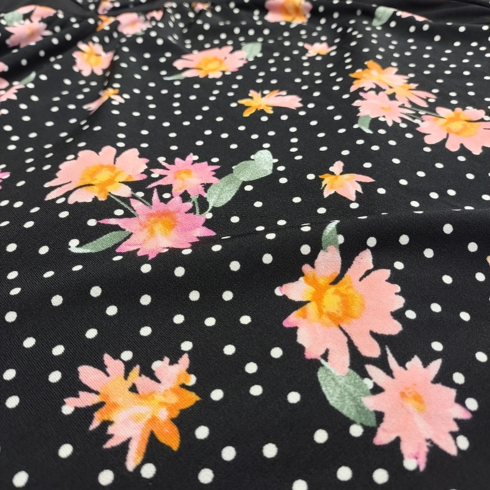 Torrid Size 2 Black Floral Polka Dot Sleeveless Halter Midi Dress Stretch NWT - Picture 6 of 8